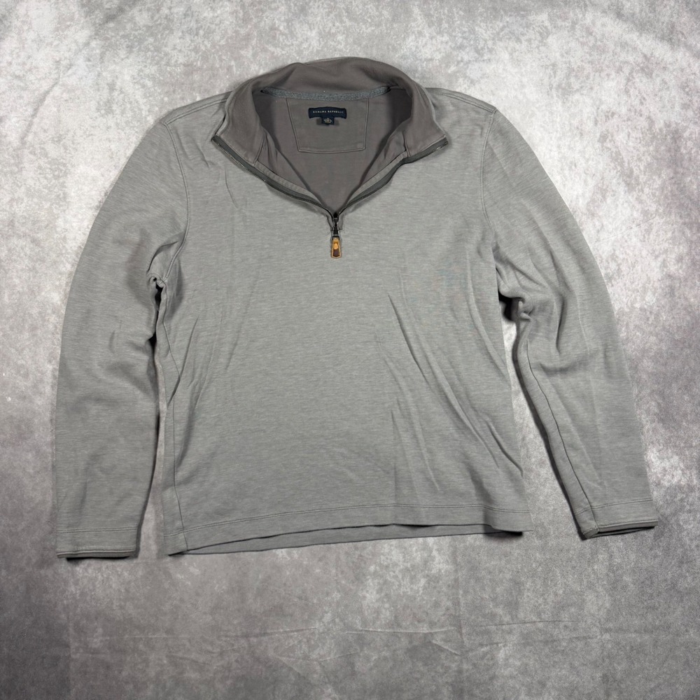 Banana Republic Mens Gray Quarter Zip Pullover Sweater Size M Mock Neck Knit